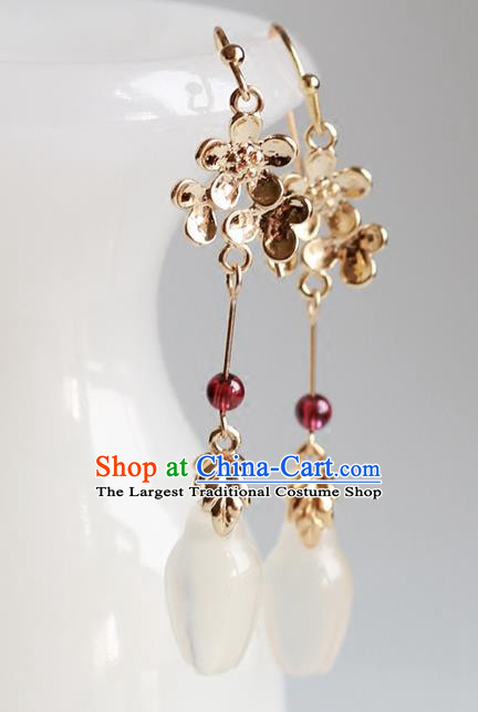 Chinese Traditional Jewelry Accessories Ancient Hanfu Garnet Earrings for Women