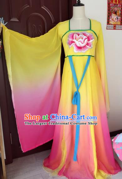 Traditional Chinese Ancient Fairy Embroidered Yellow Hanfu Dress Tang Dynasty Imperial Consort Historical Costumes for Women