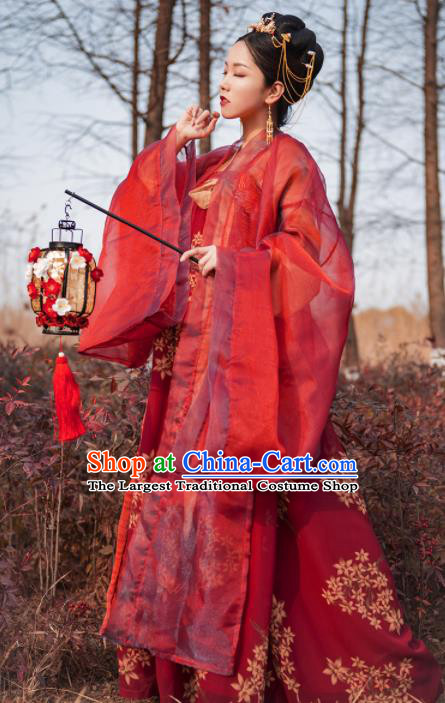 Chinese Ancient Palace Lady Hanfu Han Dynasty Imperial Concubine Queen Embroidered Historical Costumes