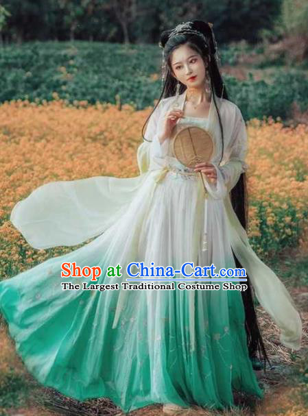 Traditional Chinese Hanfu Dress Ancient Peri Tang Dynasty Princess Embroidered Costumes for Women