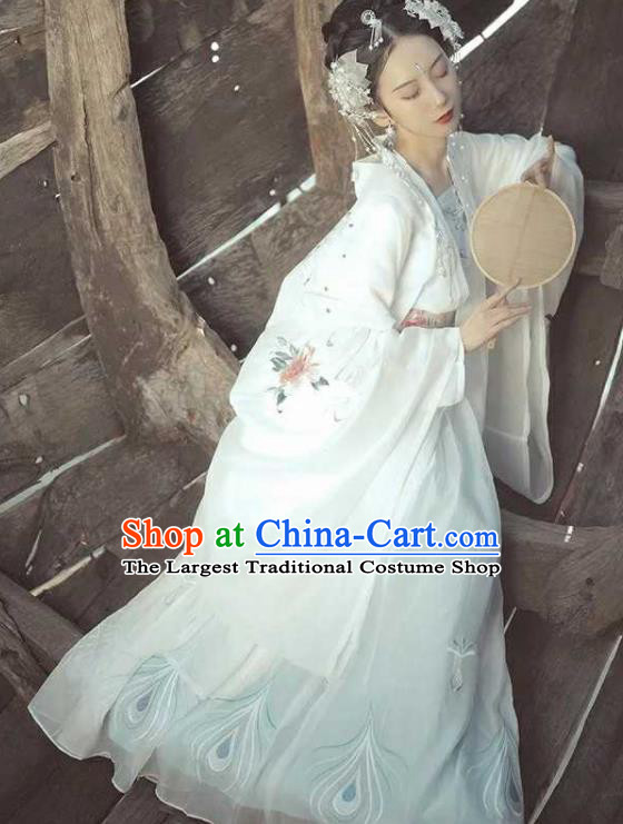Traditional Chinese Tang Dynasty Imperial Consort Hanfu Dress Ancient Peri Goddess Chang-E Embroidered Costumes for Women
