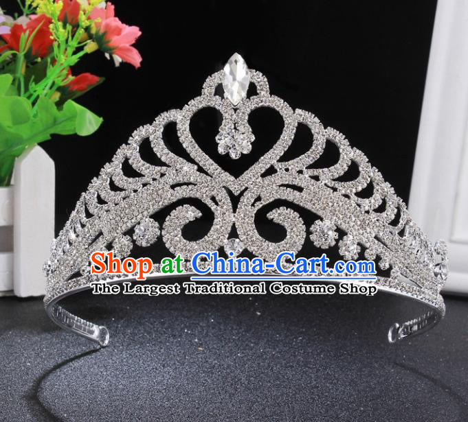 Handmade Wedding Bride Rhinestone Hair Accessories Baroque Queen Retro Crystal Royal Crown for Women
