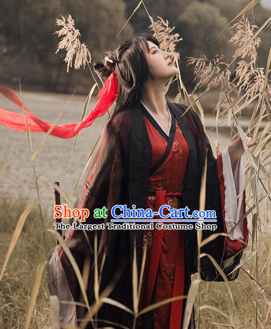 Chinese Ancient Palace Lady Hanfu Han Dynasty Imperial Concubine Queen Embroidered Historical Costumes