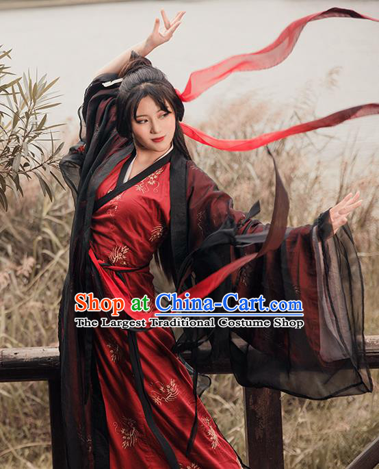 Chinese Ancient Palace Lady Hanfu Han Dynasty Imperial Concubine Queen Embroidered Historical Costumes