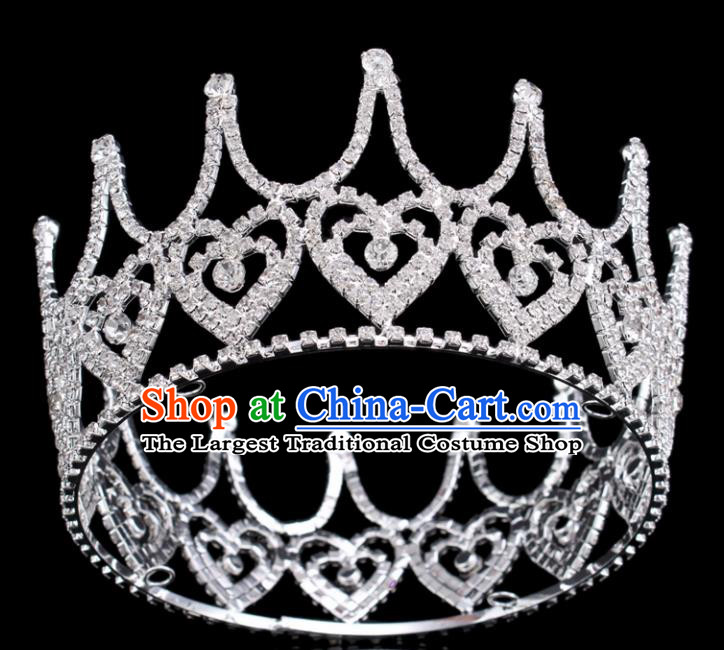 Top Grade Queen Heart-shaped Royal Crown Retro Baroque Wedding Bride Crystal Hair Accessories for Women