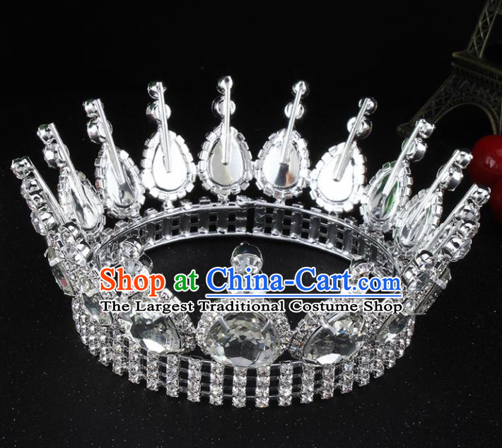 Top Grade Bride Wedding Hair Jewelry Accessories Baroque Court Queen Round Argent Royal Crown for Women