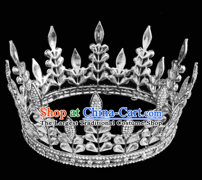 Top Grade Queen Round Royal Crown Retro Baroque Wedding Bride Hair Accessories for Women
