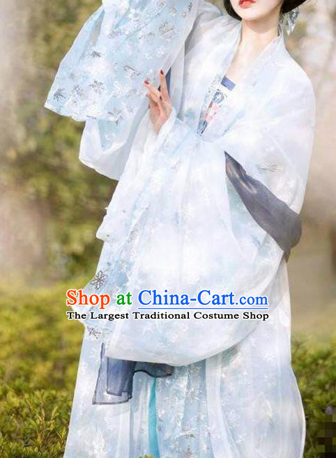 Chinese Tang Dynasty Imperial Consort Costumes Ancient Peri Princess Embroidered Hanfu Dress for Women