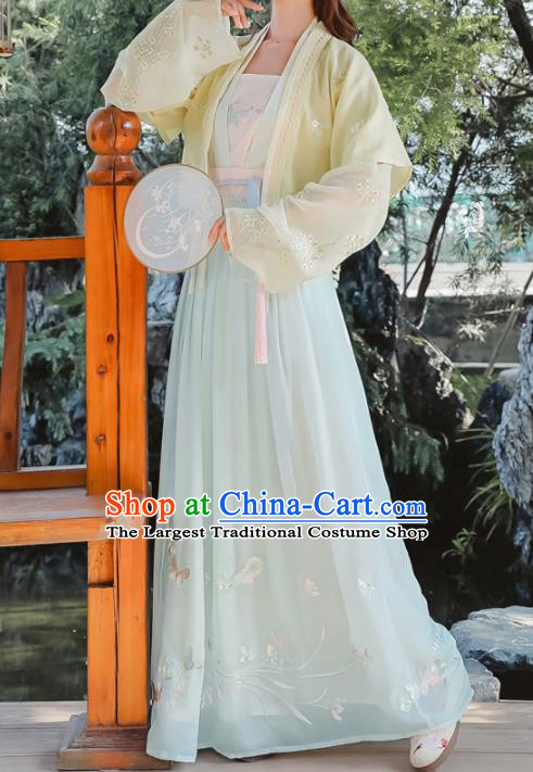 Chinese Tang Dynasty Young Lady Costumes Ancient Nobility Embroidered Hanfu Dress for Women