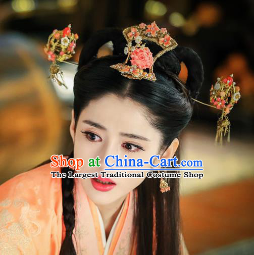 Chinese Ancient Han Dynasty Princess Hair Accessories Hairpins Complete Set for Women