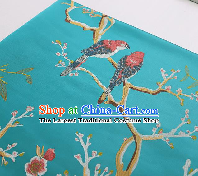 Asian Chinese Green Brocade Fabric Traditional Peach Blossom Pattern Design Satin Cushion Silk Fabric Material