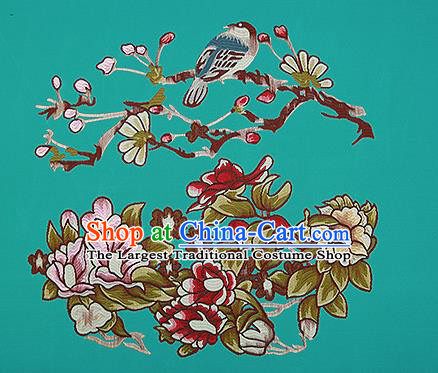 Chinese Traditional Green Brocade Fabric Asian Embroidery Pattern Design Satin Cushion Silk Fabric Material