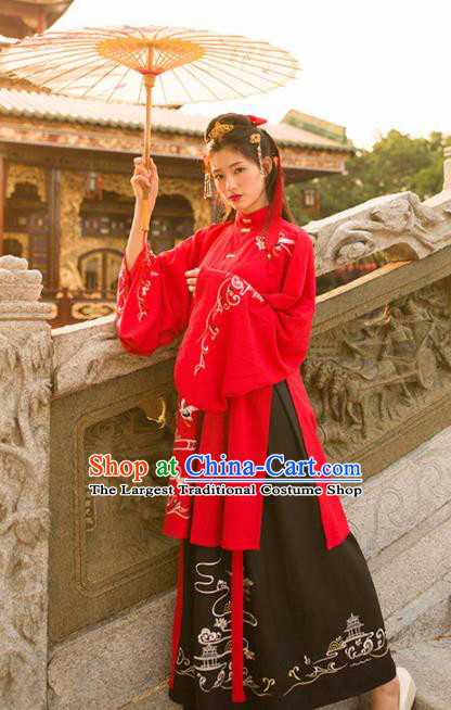 Traditional Chinese Ancient Princess Embroidered Hanfu Dress Ming Dynasty Historical Costumes for Women