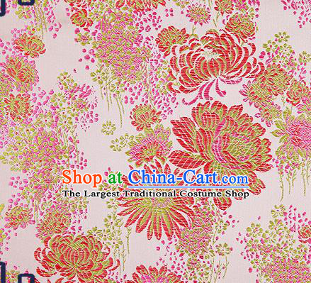 Traditional Chinese Pink Brocade Drapery Classical Fireworks Pattern Design Satin Table Flag Silk Fabric Material