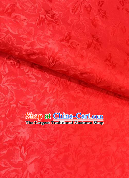 Traditional Chinese Red Brocade Drapery Classical Peony Pattern Design Satin Cushion Silk Fabric Material