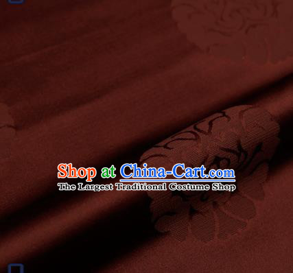 Traditional Chinese Brocade Drapery Classical Pattern Design Brown Satin Qipao Silk Fabric Material