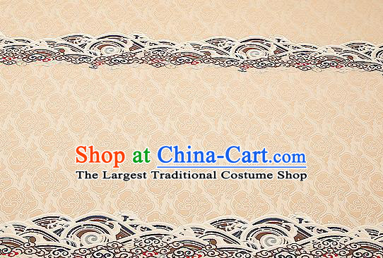 Traditional Chinese Beige Satin Brocade Drapery Classical Embroidery Clouds Pattern Design Cushion Silk Fabric Material
