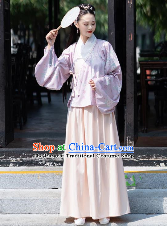 Chinese Ancient Ming Dynasty Nobility Lady Costume Embroidered Blouse and Skirt for Women