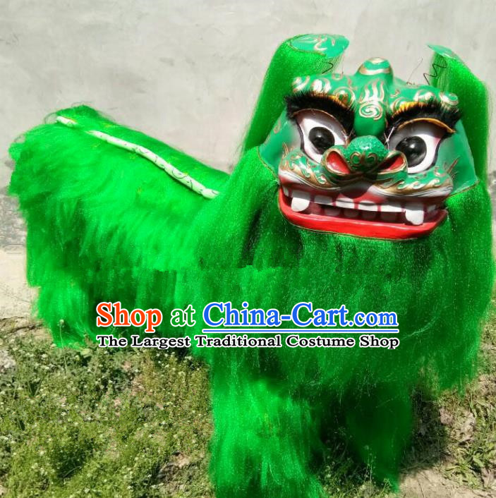 Chinese Traditional Lion Dance Green Fur Costumes Spring Festival Lion Dance Props for Kids