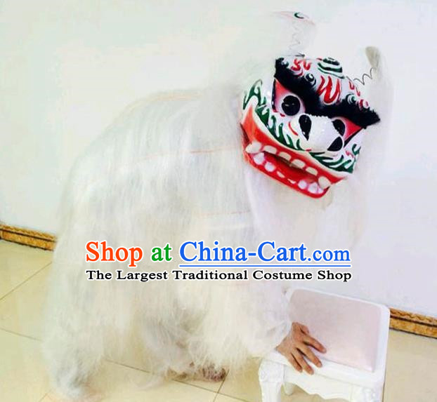 Chinese Traditional Lion Dance White Fur Costumes Spring Festival Lion Dance Props for Kids