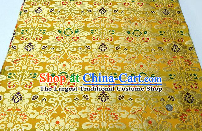 Asian Chinese Traditional Fabric Golden Brocade Silk Material Classical Pattern Design Satin Drapery