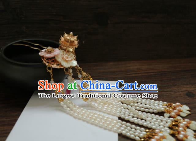 Chinese Traditional Handmade Hair Accessories Ancient Pearls Tassel Hairpins Headwear for Women