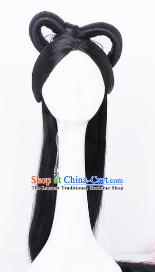 Traditional Chinese Handmade Hair Accessories Wigs Sheath Ancient Peri Princess Chignon for Women