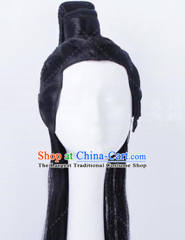 Traditional Chinese Drama Swordsman Peruke Handmade Wigs Ancient Prince Chignon for Men