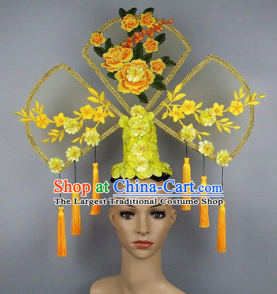 Handmade Halloween Queen Peony Hair Accessories Chinese Stage Performance Hair Clasp Headdress for Women