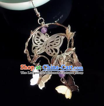 Chinese Ancient Hanfu Butterfly Eardrop Jewelry Accessories Traditional Earrings for Women