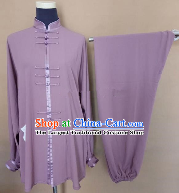 Chinese Traditional Kung Fu Martial Arts Costumes Tai Chi Training Purple Clothing for Women