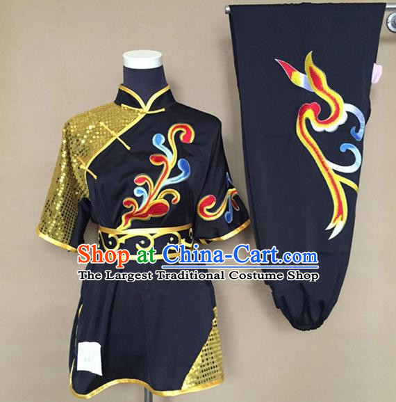 Chinese Traditional Martial Arts Black Costumes Tai Chi Kung Fu Training Clothing for Adults