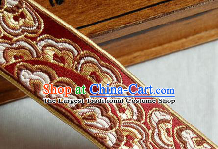Traditional Chinese Handmade Red Brocade Belts Ancient Embroidered Brocade Lace Trimmings Accessories