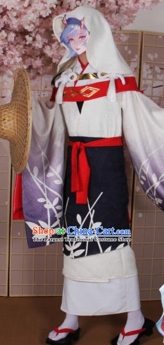 Asian Japanese Traditional Cosplay Costumes Ancient Kimono Swordswoman Clothing for Women