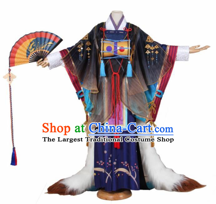 Asian Japanese Traditional Swordsman Costumes Ancient Cosplay Prince Onmyoji Clothing for Men