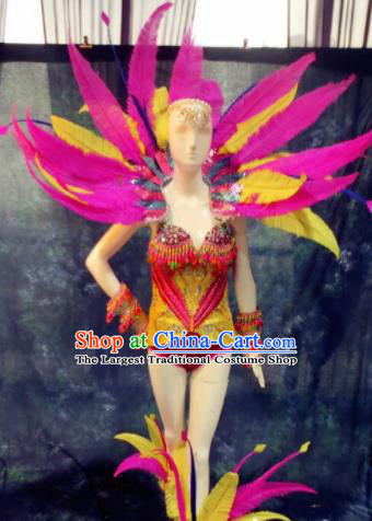 Top Grade Stage Performance Costumes Brazilian Carnival Feather Clothing and Wings for Women