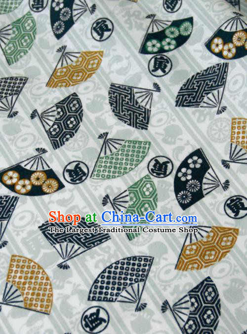 Asian Japanese Traditional Kimono Fabric Brocade Silk Material Classical Fan Pattern Design Drapery