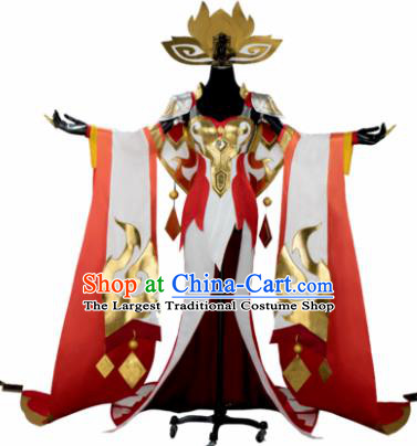 Top Grade Chinese Cosplay Queen Costumes Halloween Cartoon Characters Red Dress for Women