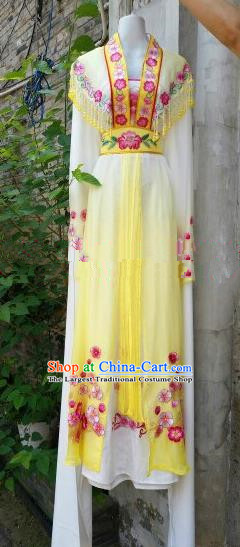 Chinese Traditional Beijing Opera Actress Costumes Ancient Nobility Lady Embroidered Yellow Dress for Women