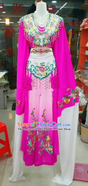 Chinese Traditional Beijing Opera Princess Rosy Silk Dress Ancient Peri Embroidered Costumes for Women