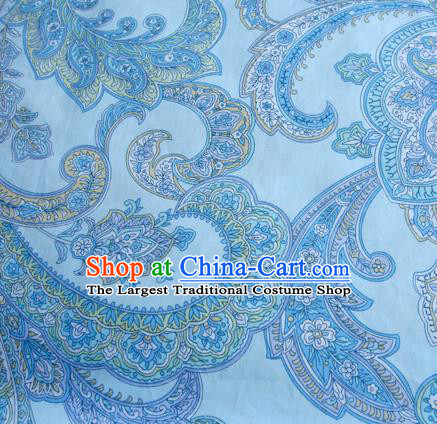 Asian Japanese Traditional Kimono Blue Fabric Material Classical Pattern Design Drapery
