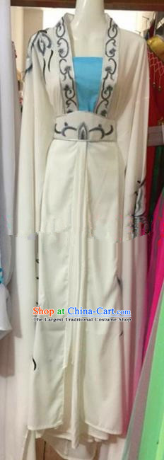 Chinese Traditional Peking Opera Embroidered White Dress Ancient Princess Costumes for Women