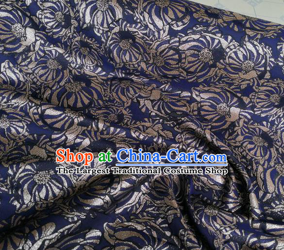 Chinese Royal Brocade Palace Pattern Navy Satin Traditional Silk Fabric Chinese Fabric Asian Material