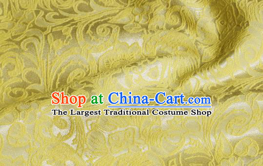 Chinese Royal Yellow Brocade Palace Pattern Satin Traditional Silk Fabric Chinese Fabric Asian Material