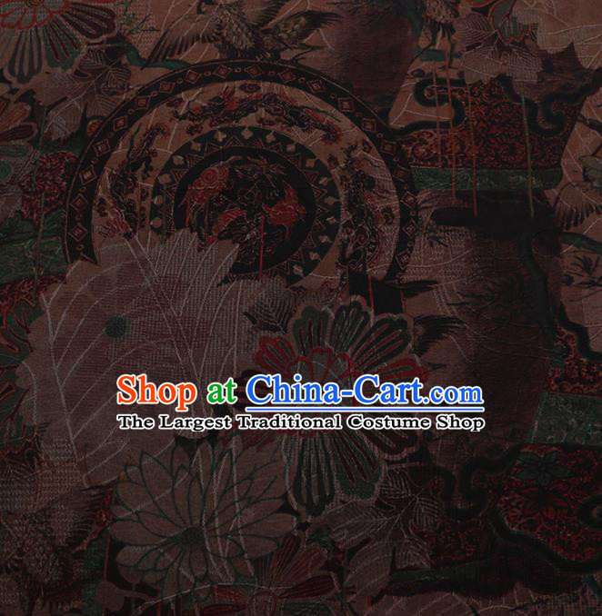 Chinese Traditional Cheongsam Silk Fabric Palace Crane Pattern Jacquard Satin Plain Gambiered Guangdong Gauze