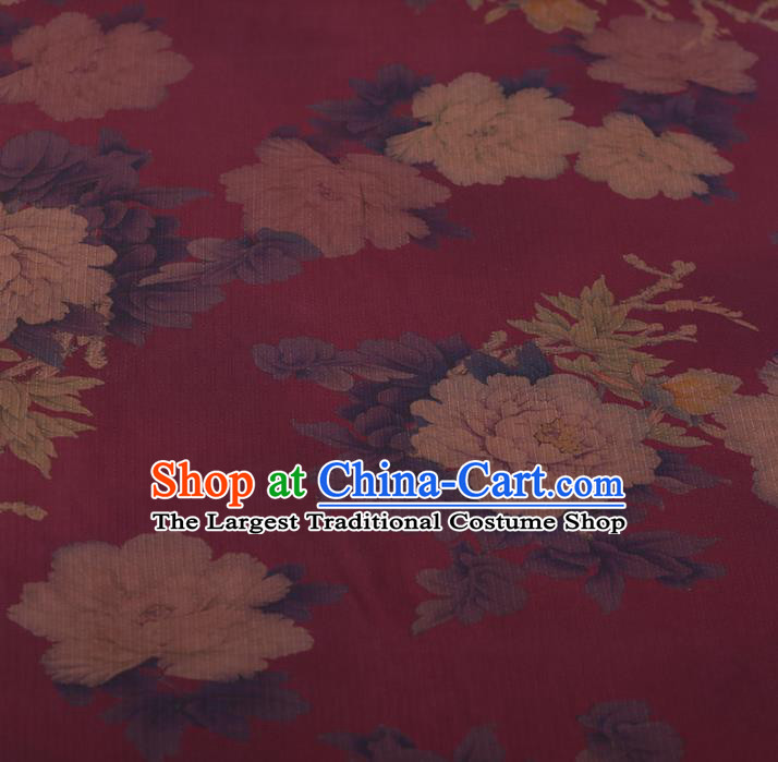 Chinese Traditional Cheongsam Rosy Silk Fabric Palace Pattern Jacquard Satin Plain Gambiered Guangdong Gauze