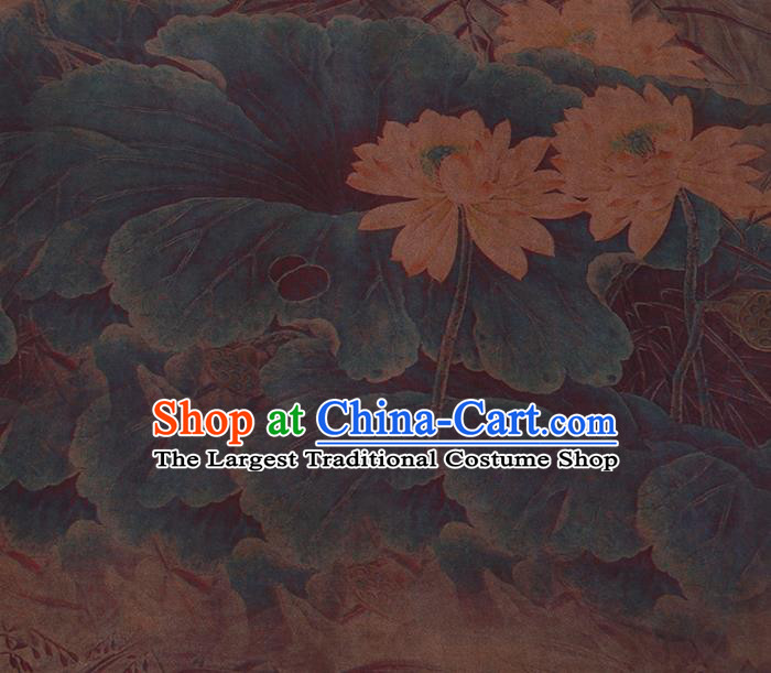 Chinese Classical Satin Plain Traditional Lotus Pattern Cheongsam Drapery Silk Fabric Gambiered Guangdong Gauze