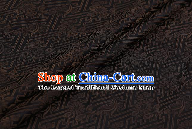 Chinese Classical Silk Fabric Traditional Brown Pattern Satin Plain Cheongsam Drapery Gambiered Guangdong Gauze