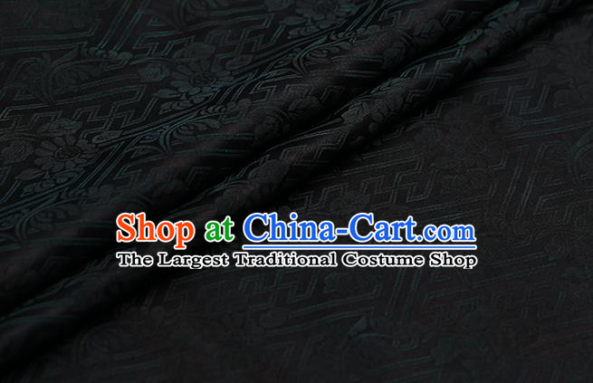 Chinese Classical Silk Fabric Traditional Green Pattern Satin Plain Cheongsam Drapery Gambiered Guangdong Gauze