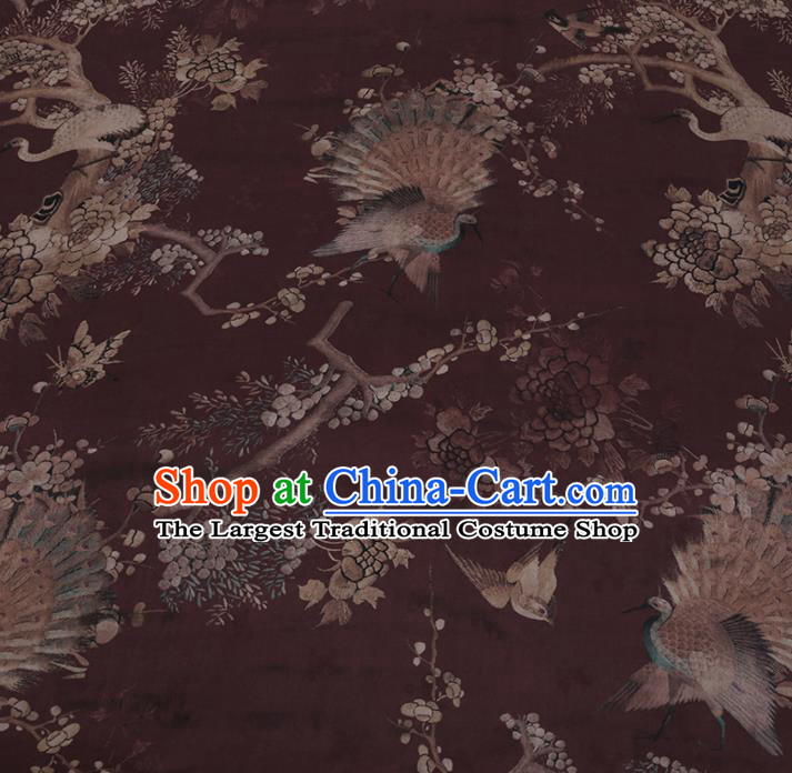 Chinese Classical Silk Fabric Traditional Pattern Amaranth Satin Plain Cheongsam Drapery Gambiered Guangdong Gauze